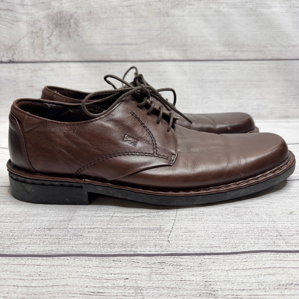 Fluchos Mens Brown Leather Oxford Dress Shoes Lace Up Comfort Size 43 EU 10 US